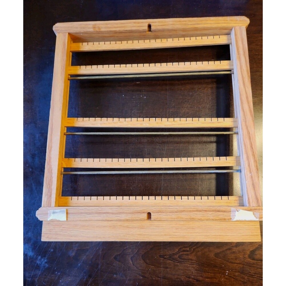 Vintage Oak Wood Wall Mount Jewelry Organizer Rack Earrings Holder - Picture 7 of 8
